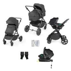 Ickle Bubba Comet All-in-One I-Size Travel System With Isofix Base - Black