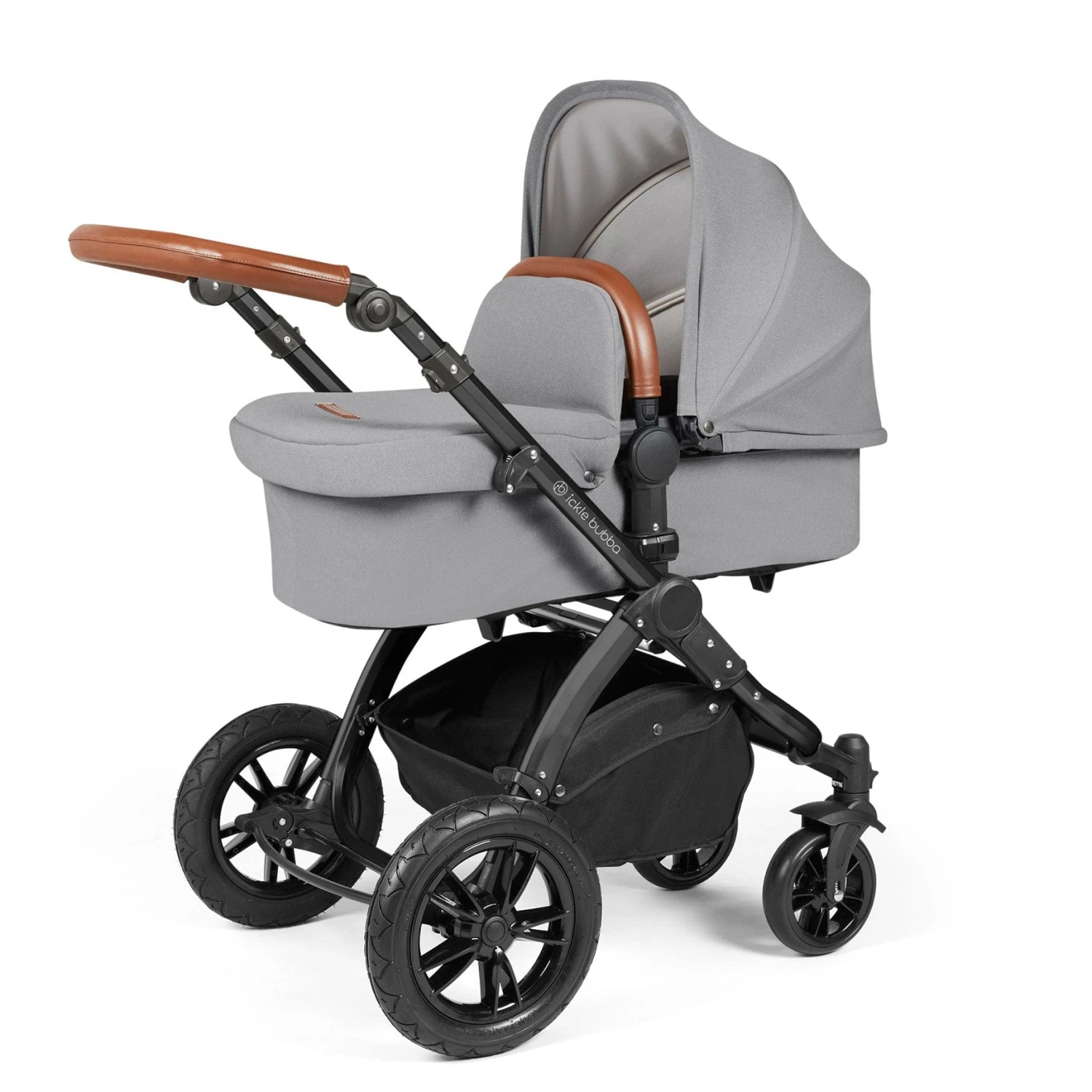Ickle Bubba Stomp Luxe 2 In 1 Plus Pushchair & Carrycot - Black/Pearl Grey/Tan 3 Ickle Bubba Stomp Luxe 2 In 1 Plus Pushchair & Carrycot - Black/Pearl Grey/Tan