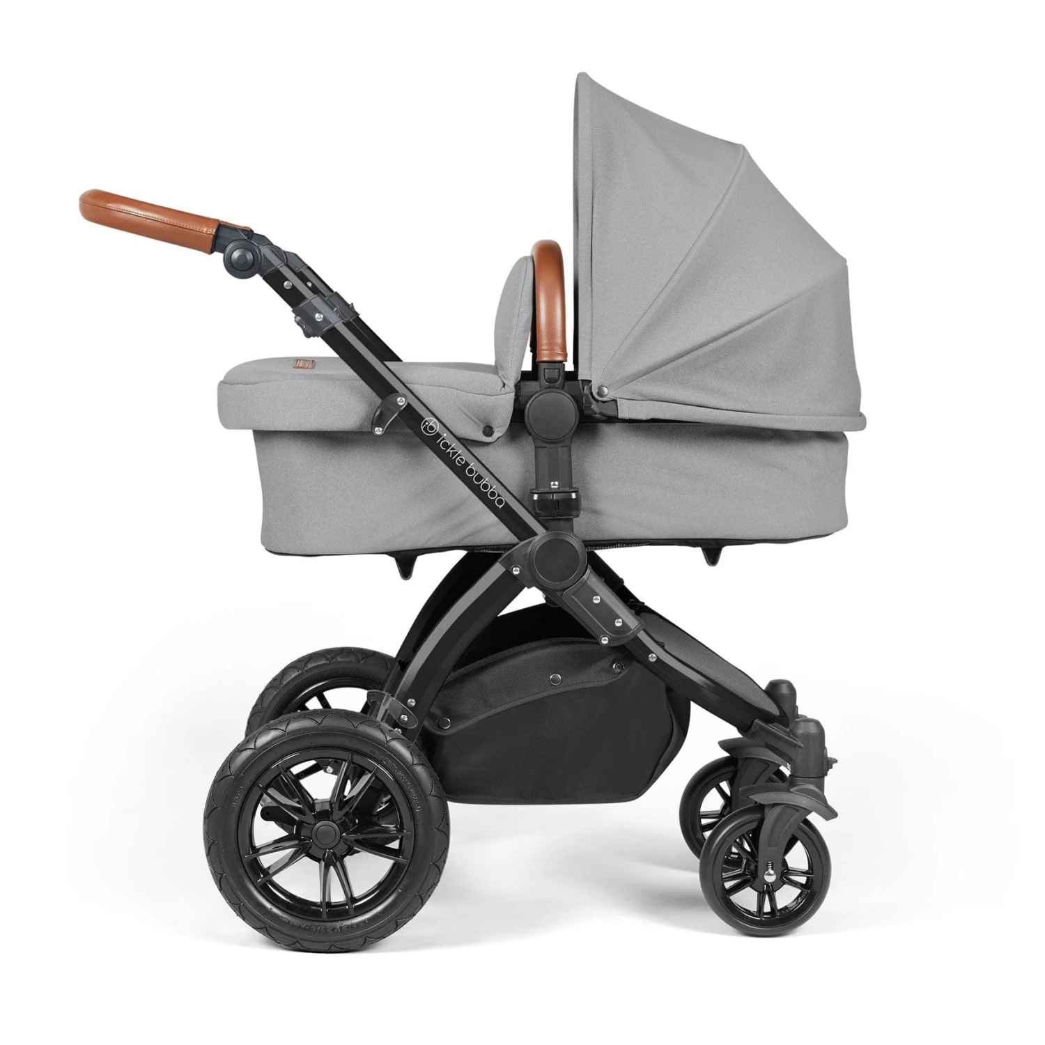 Ickle Bubba Stomp Luxe 2 In 1 Plus Pushchair & Carrycot - Black/Pearl Grey/Tan 4 Ickle Bubba Stomp Luxe 2 In 1 Plus Pushchair & Carrycot - Black/Pearl Grey/Tan - Image 2