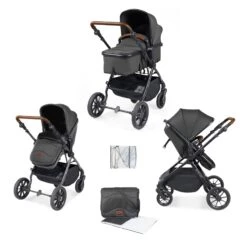 Ickle Bubba Cosmo 2 In 1 Plus Carrycot & Pushchair - Black/Graphite Grey