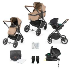 Ickle Bubba Cosmo All-in-One I-Size Travel System With Isofix Base - Desert/Graphite Grey