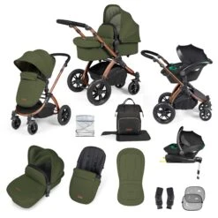 Ickle Bubba Stomp Luxe All-in-One Travel System With Isofix Base - Black/Woodland/Black