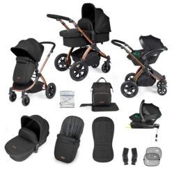 Ickle Bubba Stomp Luxe All-in-One Travel System With Isofix Base - Bronze/Midnight/Black