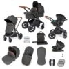 Ickle Bubba Stomp Luxe All-in-One Travel System With Isofix Base - Black/Charcoal Grey/Tan -Baby Products Store ickle bubba travel systems 10 011 300 207 38711766909149