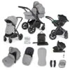 Ickle Bubba Stomp Luxe All-in-One Travel System With Isofix Base - Black/Pearl Grey/Black -Baby Products Store ickle bubba travel systems 10 011 300 210 38711801053405