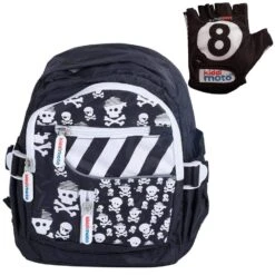 Kiddimoto Back Pack Small Skullz With 8 Ball Gloves