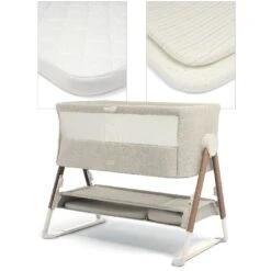 Mamas & Papas Lua Fawn Bedside Crib Oat Bundle