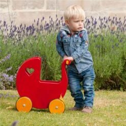 Moover Wooden Dolls Pram Red -Baby Products Store moover push along toys moover wooden dolls pram red babys mart mvpramr 19574914384028