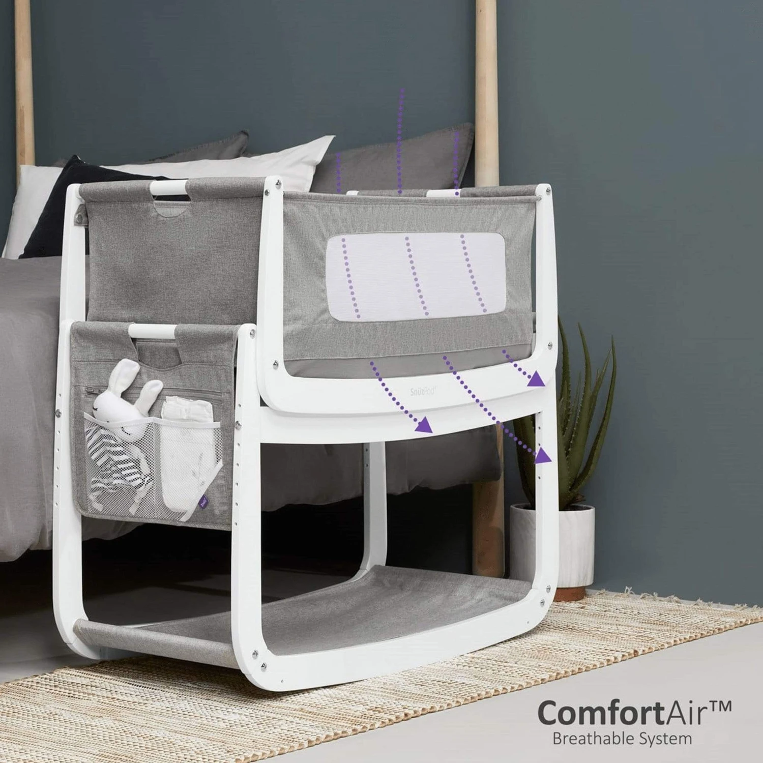 SnüzPod 4 Bedside Crib Dusk Grey 8 SnüzPod 4 Bedside Crib Dusk Grey - Image 6