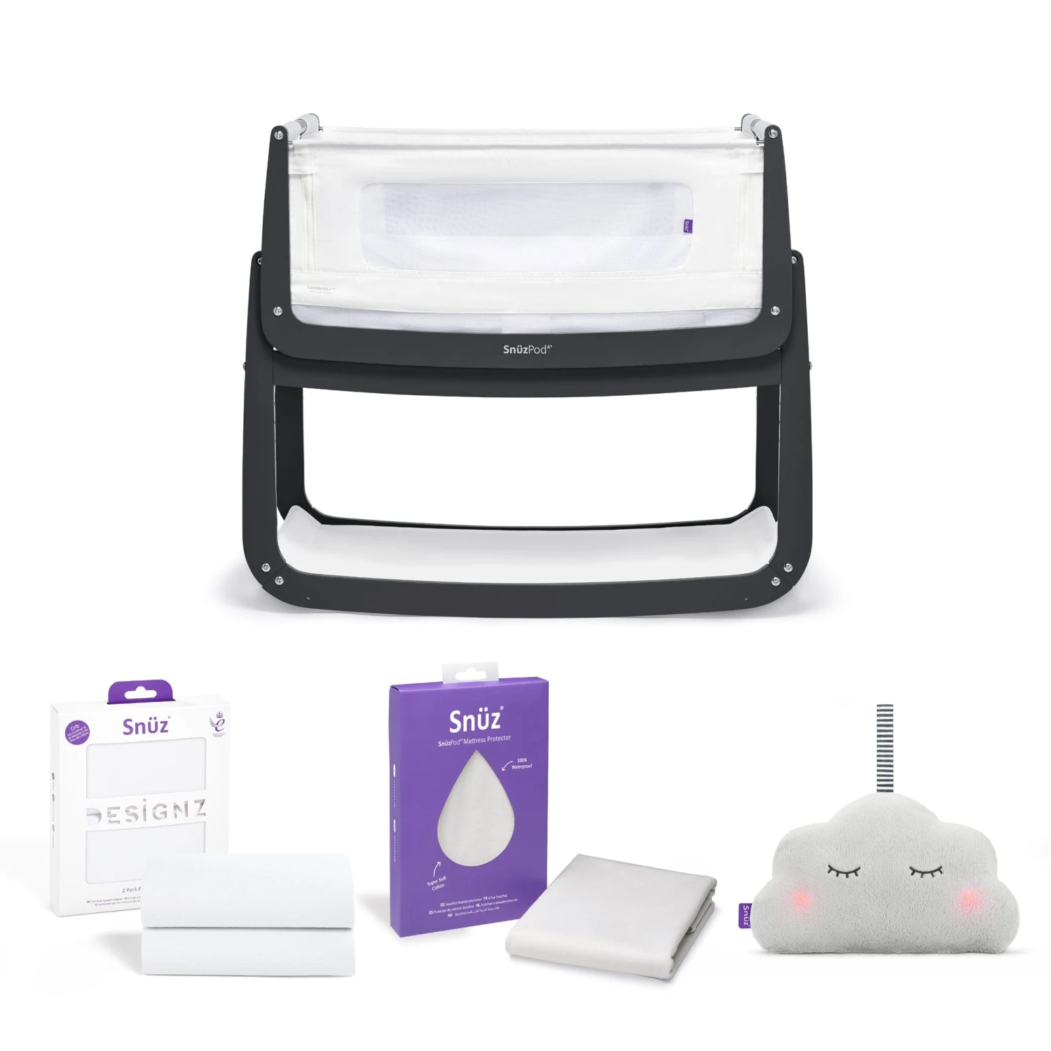 SnüzPod 4 Bedside Crib Starter Bundle Slate 3 SnüzPod 4 Bedside Crib Starter Bundle Slate