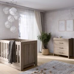 Venicci Forenzo Cot Bed With Drawer - Truffle Oak -Baby Products Store venicci cot beds 38476014026973