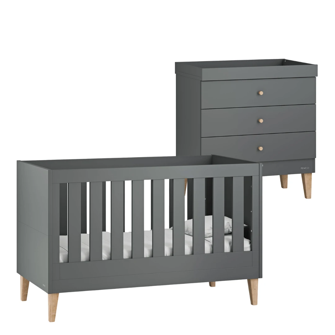 Venicci Saluzzo 2 Piece Dresser Roomset - Graphite 3 Venicci Saluzzo 2 Piece Dresser Roomset - Graphite