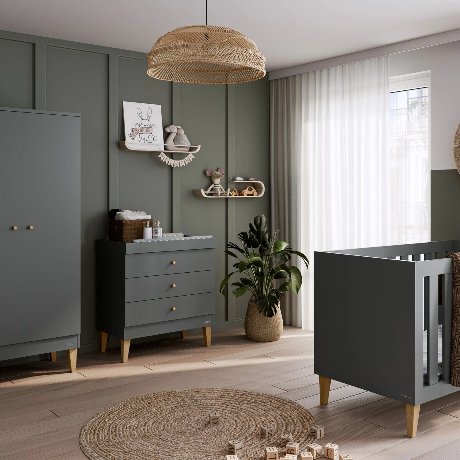 Venicci Saluzzo 2 Piece Wardrobe Roomset - Graphite 12 Venicci Saluzzo 2 Piece Wardrobe Roomset - Graphite - Image 10